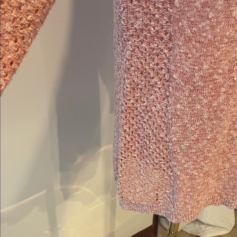 Hinge Pink Peach V-Neck Knit Sweater Small - Picture 6 of 8